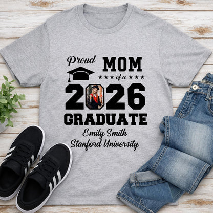 Proud Mom Of A Graduate With Graduation Cap And Photo Frame