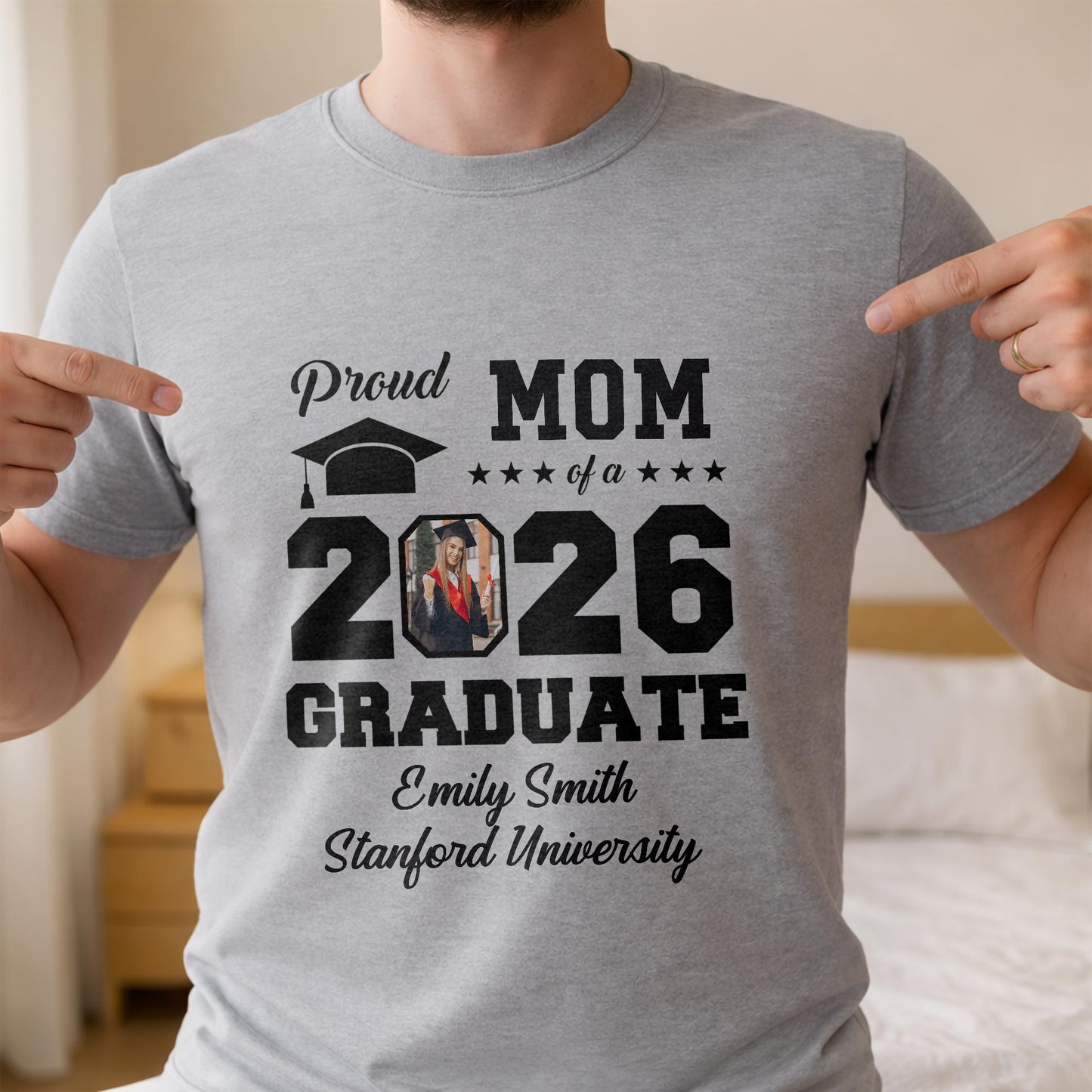 Proud Mom Of A Graduate With Graduation Cap And Photo Frame