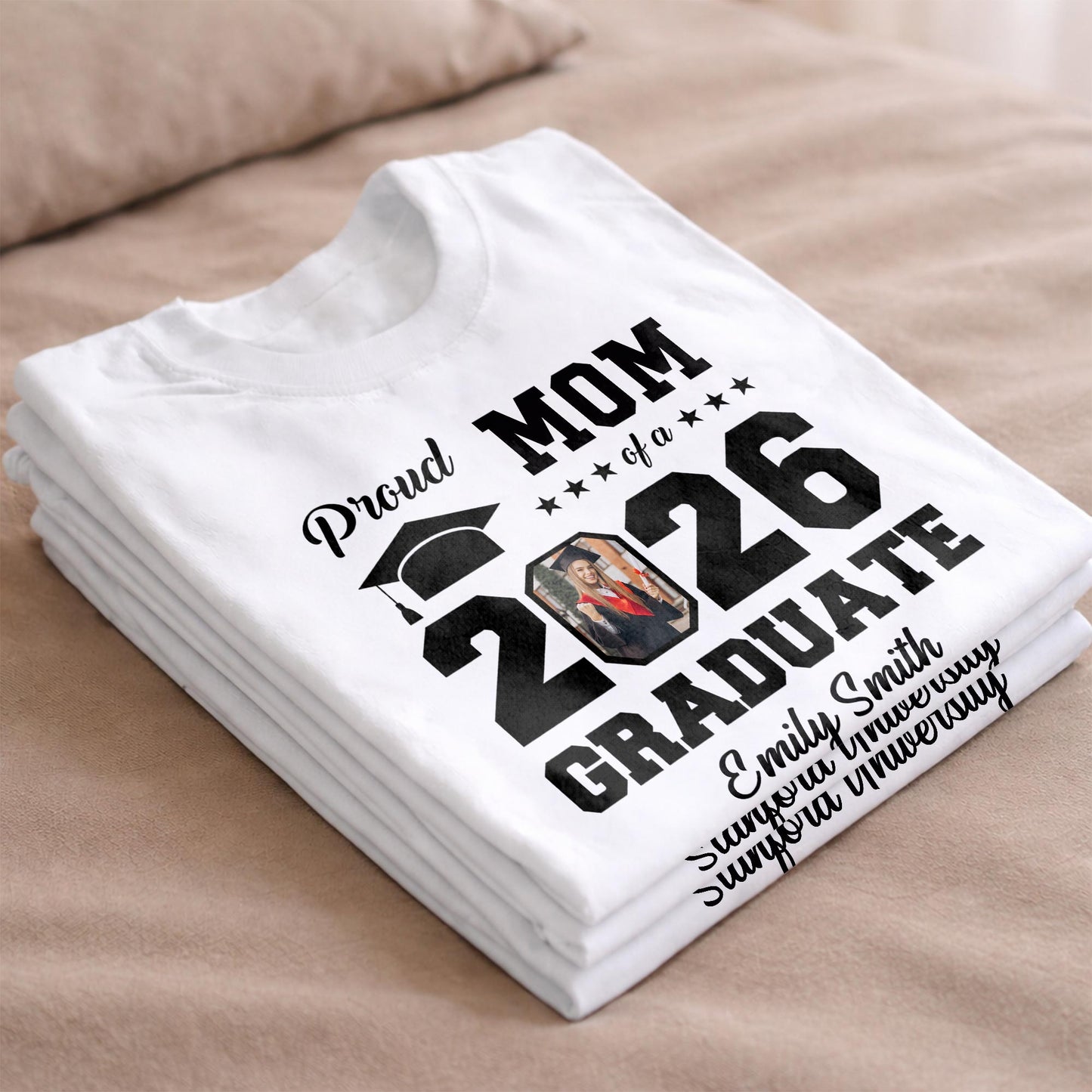 Proud Mom Of A Graduate With Graduation Cap And Photo Frame