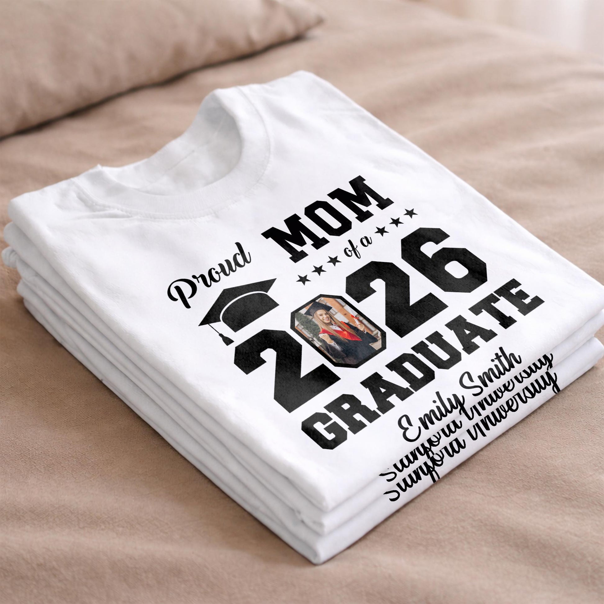 Proud Mom Of A Graduate With Graduation Cap And Photo Frame