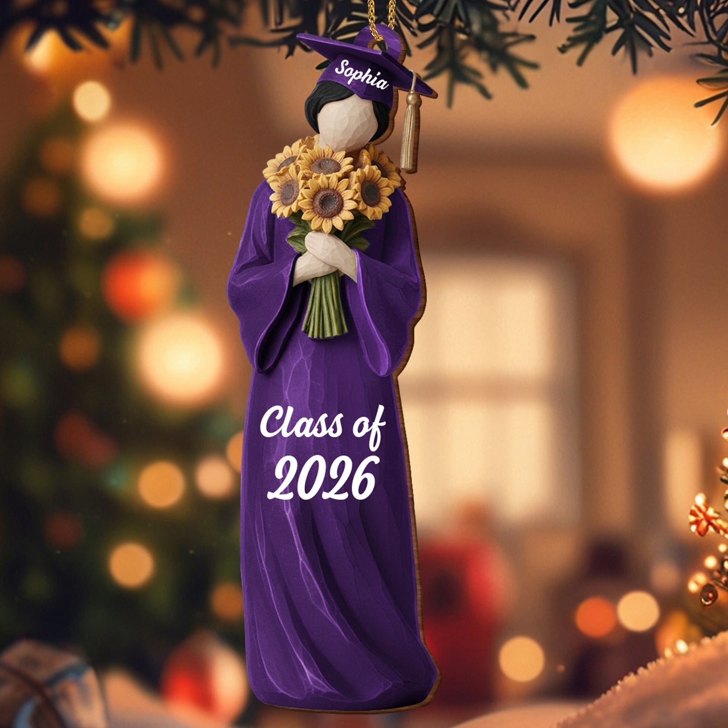 Graduation Cap And Flowers Class of [Year]