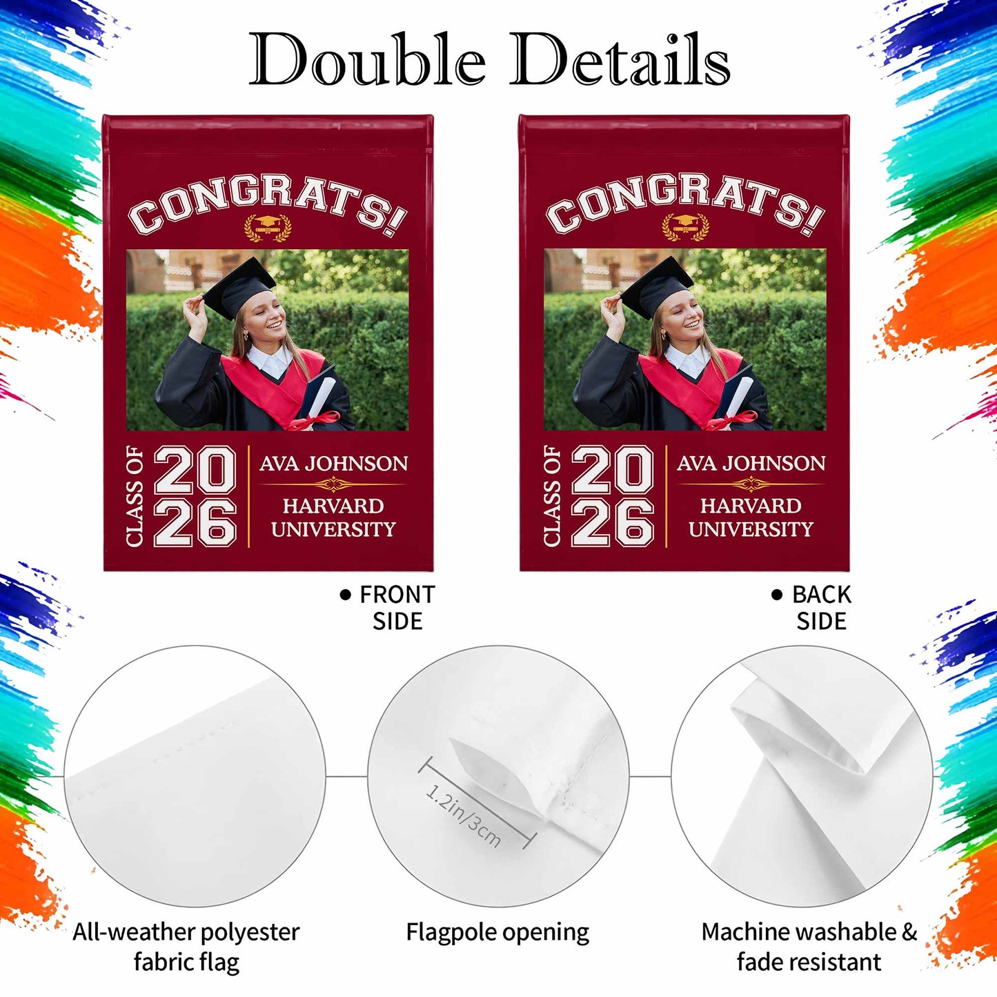 Congrats Class Of [Year], Graduation Cap And Diploma