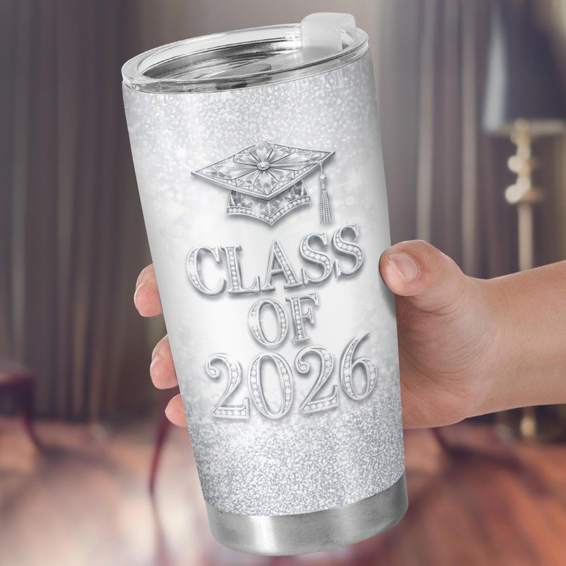 Class Of Graduation Cap And Graduate Girl Glitter Design