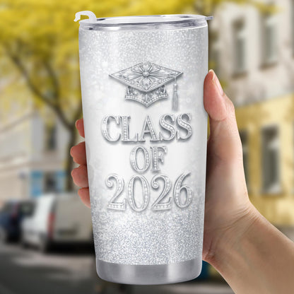 Class Of Graduation Cap And Graduate Girl Glitter Design