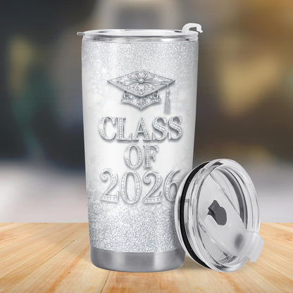 Class Of Graduation Cap And Graduate Girl Glitter Design