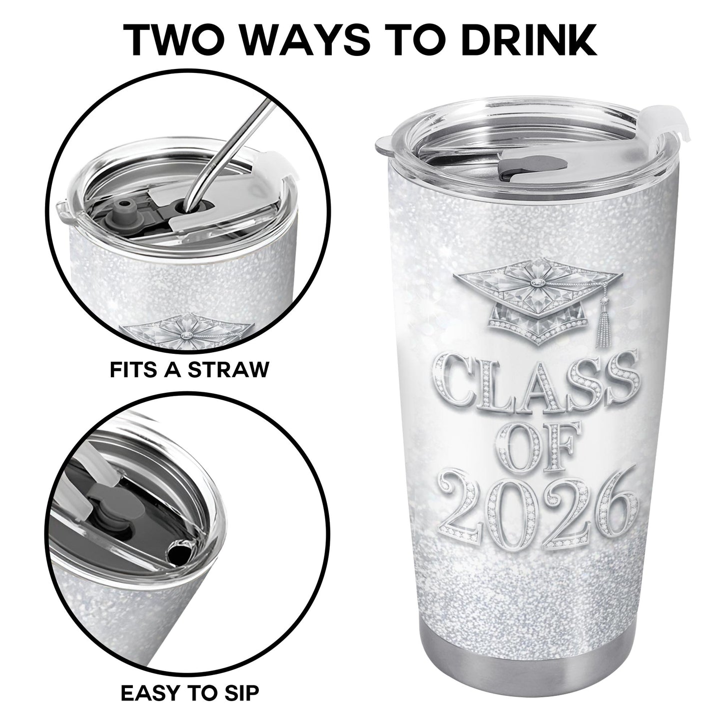 Class Of Graduation Cap And Graduate Girl Glitter Design