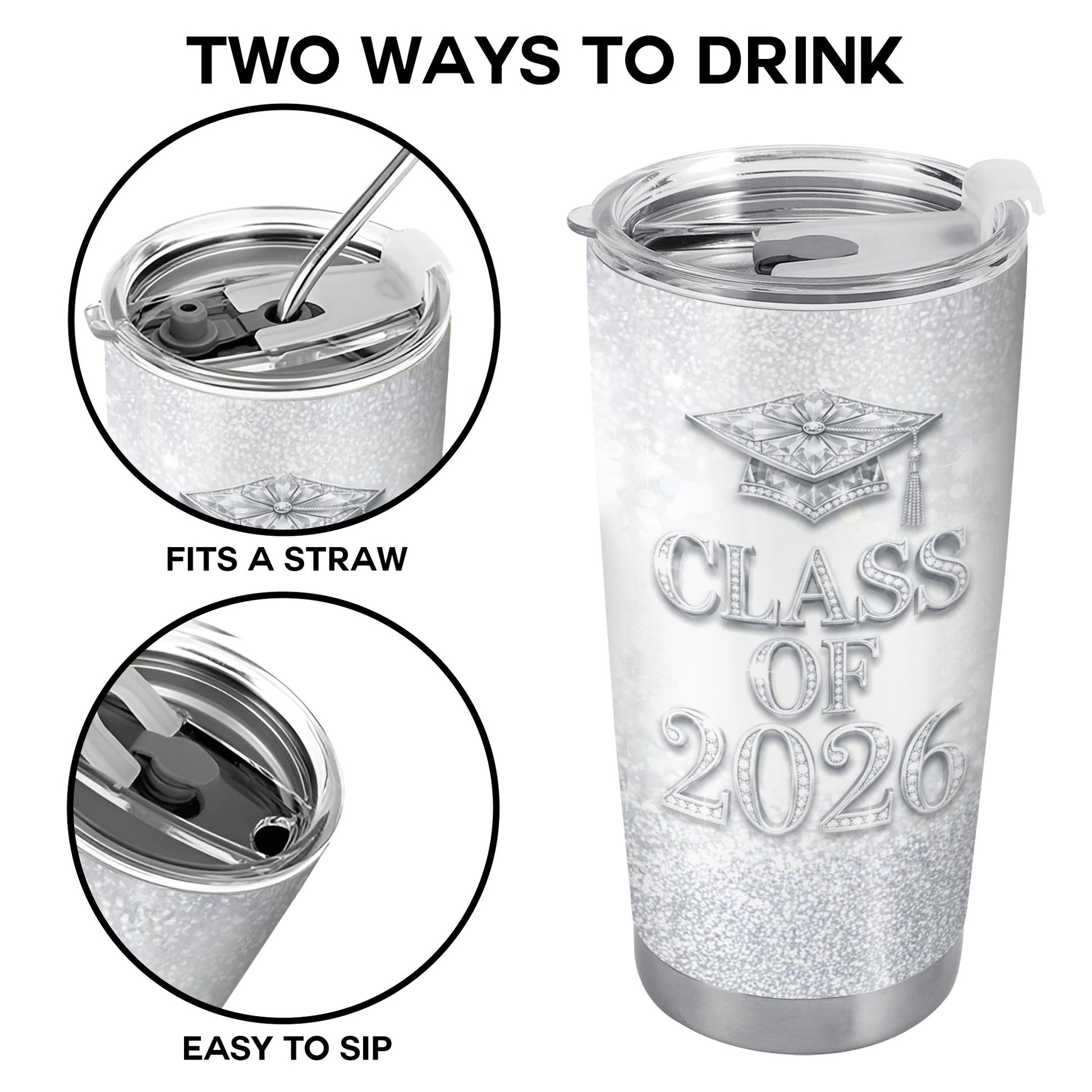 Class Of Graduation Cap And Graduate Girl Glitter Design