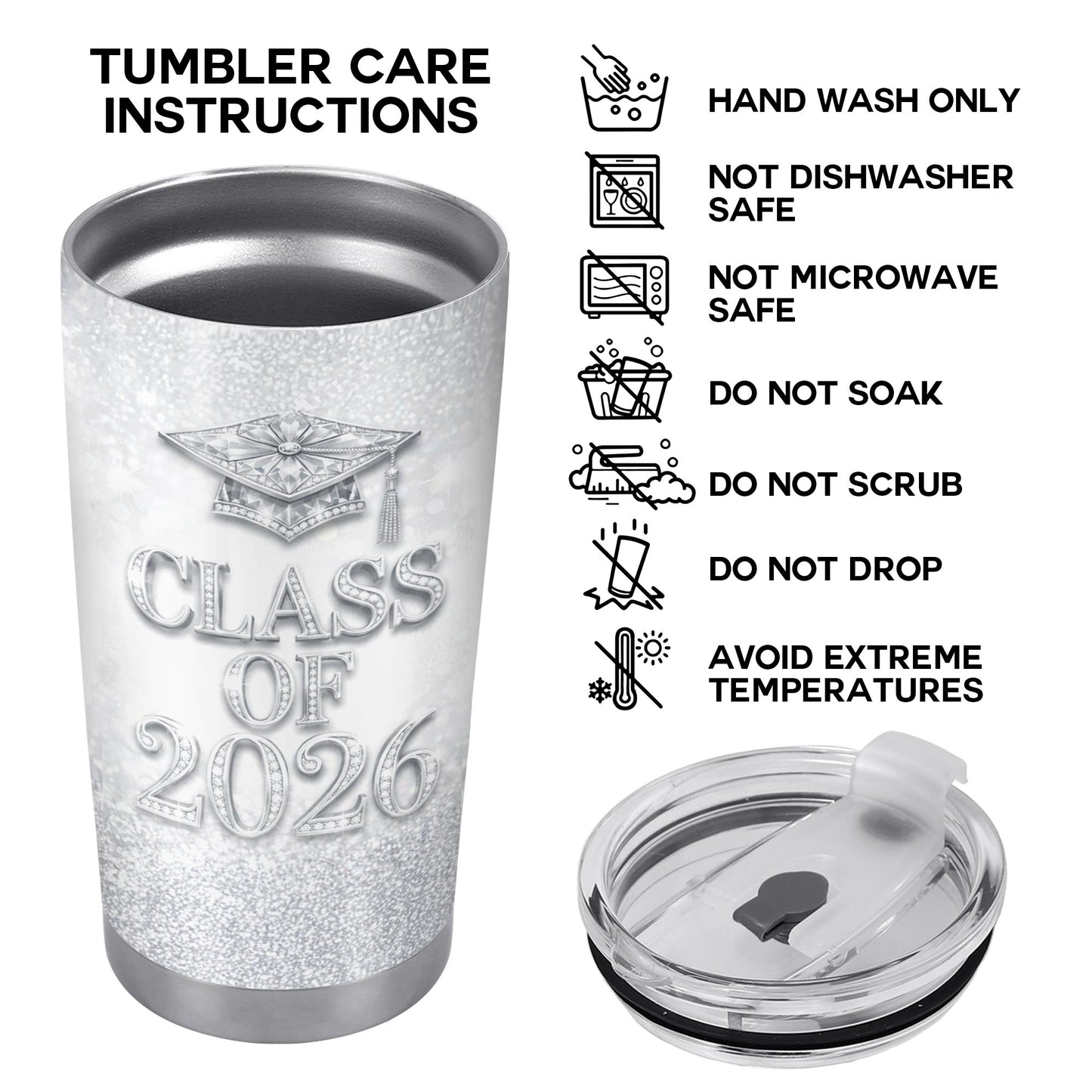 Class Of Graduation Cap And Graduate Girl Glitter Design