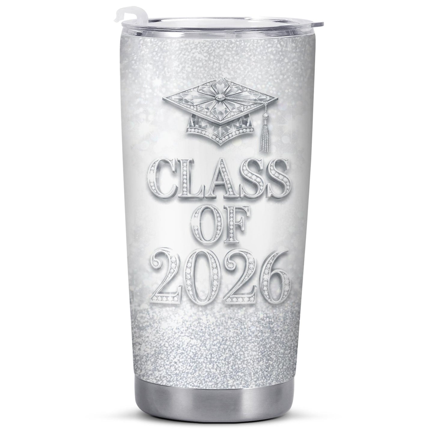 Class Of Graduation Cap And Graduate Girl Glitter Design