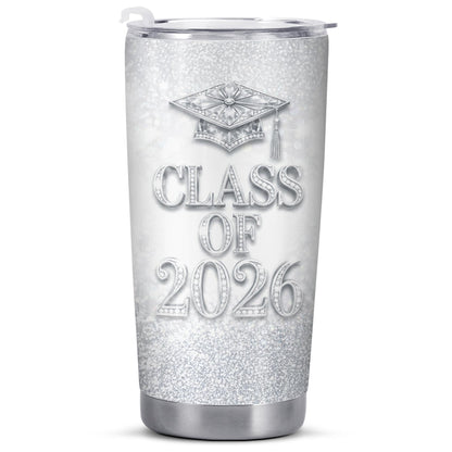 Class Of Graduation Cap And Graduate Girl Glitter Design