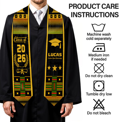 Class Of Graduate Traditional Kente Pattern Graduation Stole - Personalized Graduation Stole - GRAD406_TRIGRA