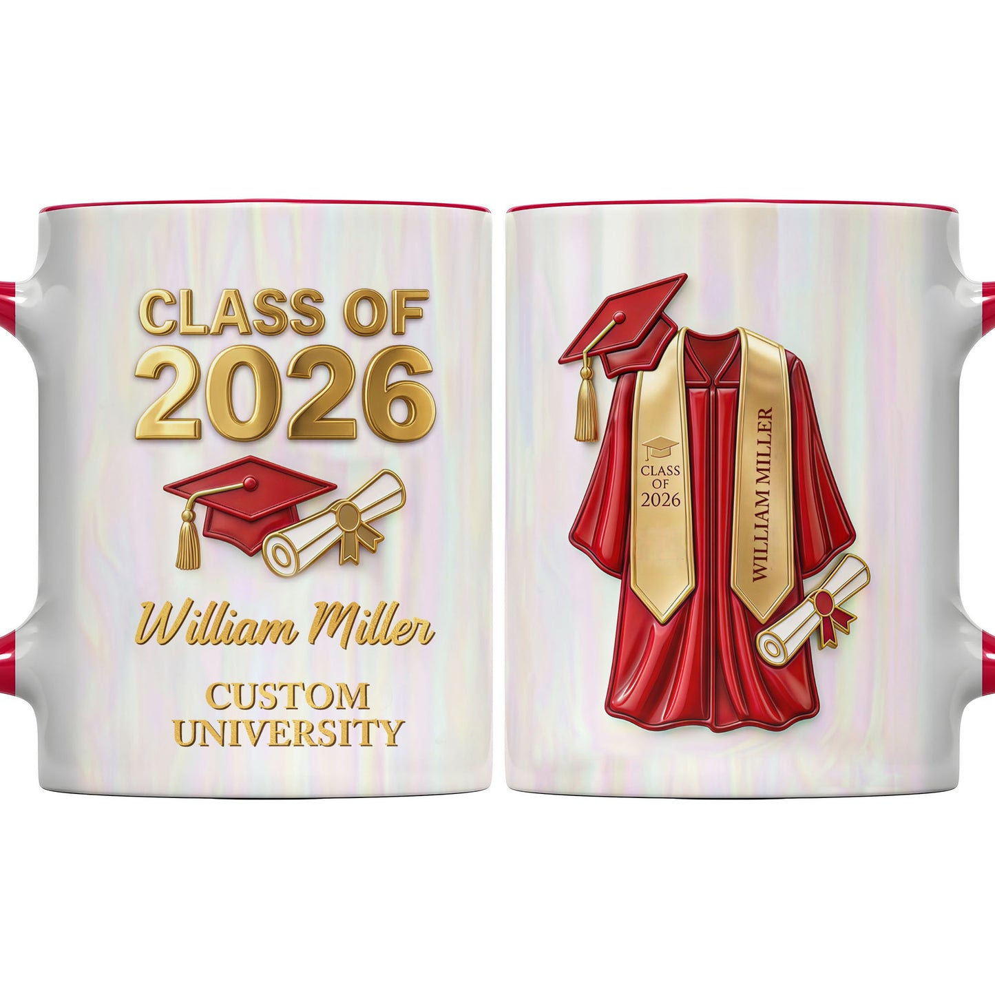 Class Of University Graduation Cap Gown And Diploma - Personalized Custom Accent Mug - GRAD412_AMUG