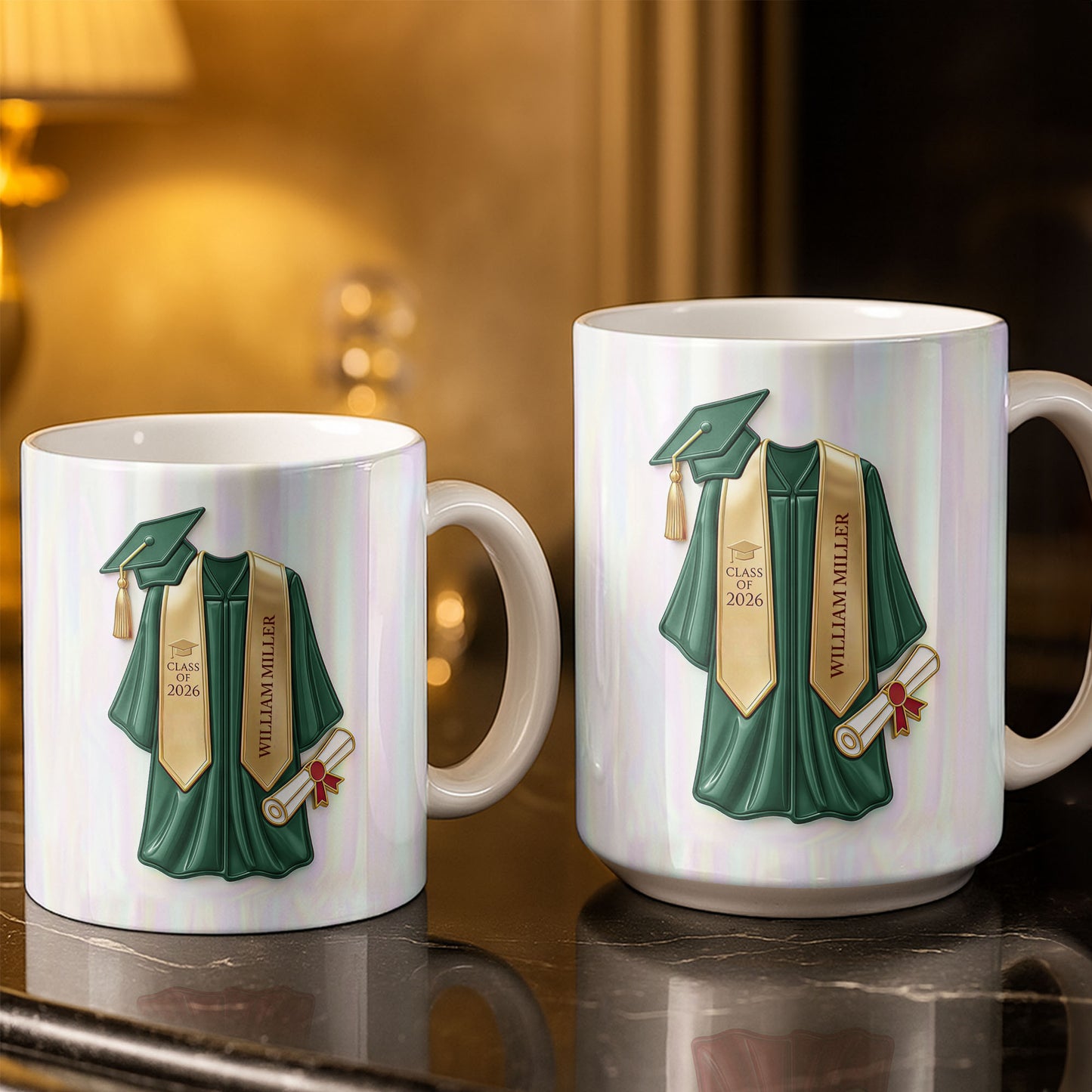 Class Of Graduate University With Cap Diploma And Gown - Personalized Custom Coffee Mug - GRAD412_MG