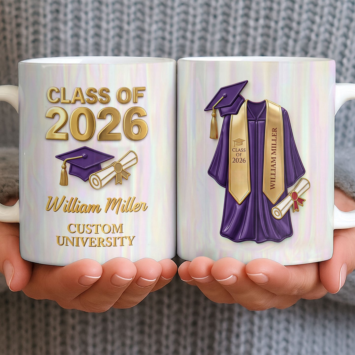 Class Of Graduate University With Cap Diploma And Gown - Personalized Custom Coffee Mug - GRAD412_MG