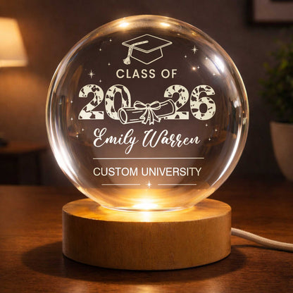 Class Of Graduate Graduation Cap And Diploma University Design - Custom Crystal Globe Lamp - GRAD434_GLAMP