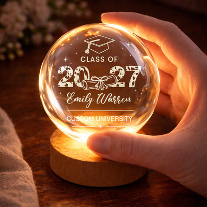 Class Of Graduate Graduation Cap And Diploma University Design - Custom Crystal Globe Lamp - GRAD434_GLAMP