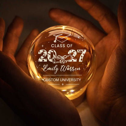 Class Of Graduate Graduation Cap And Diploma University Design - Custom Crystal Globe Lamp - GRAD434_GLAMP