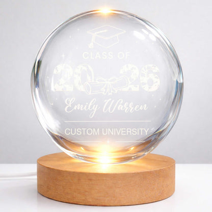 Class Of Graduate Graduation Cap And Diploma University Design - Custom Crystal Globe Lamp - GRAD434_GLAMP