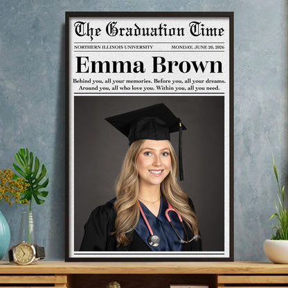 The Graduation Time Behind You All Your Memories Newspaper Style Graduation Photo - Personalized Custom Vertical Poster - GRAD452_VPOS