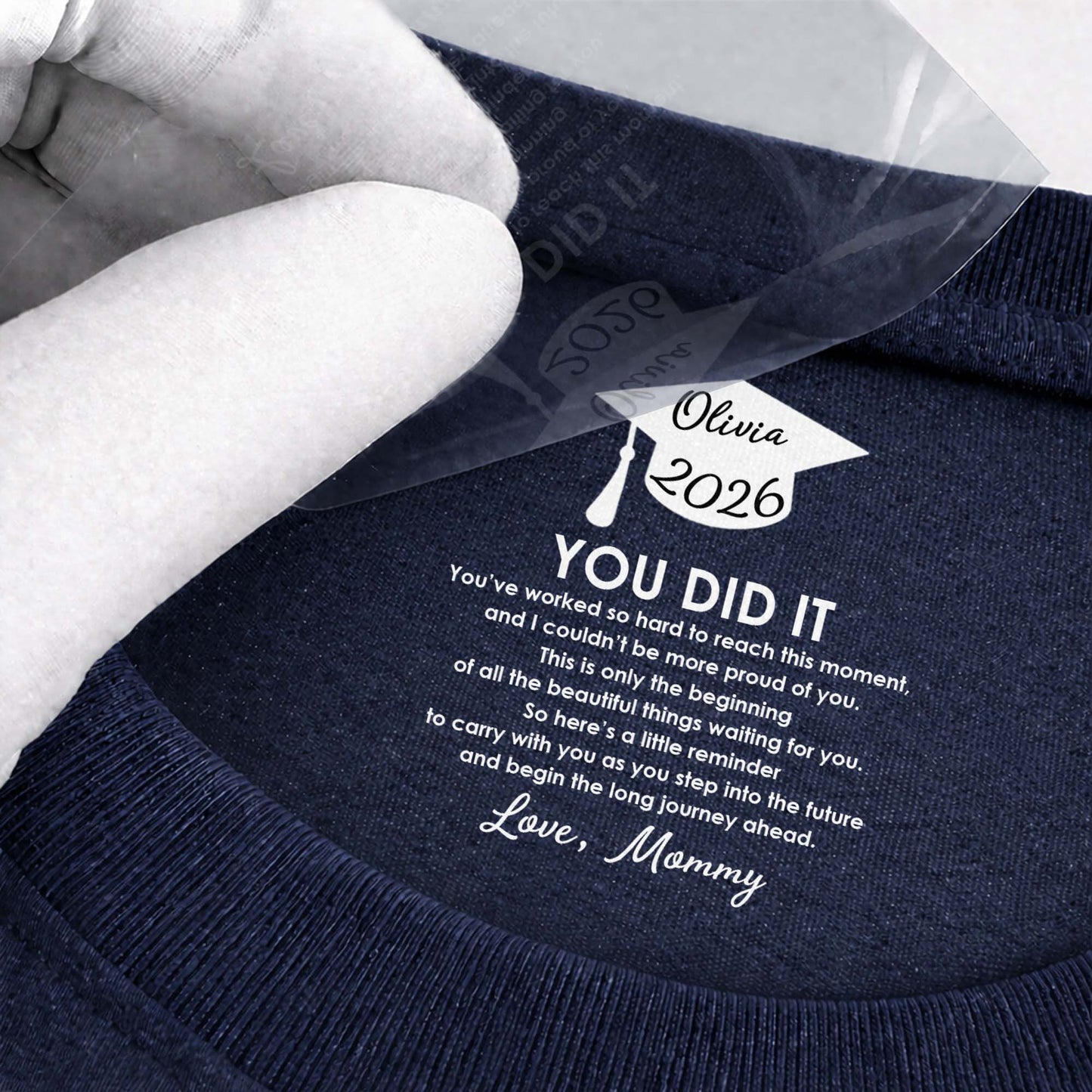 You Did It Proud Of You Graduation Cap - Personalized Custom Inside Neck Print T-Shirt - GRAD464_BCBAS