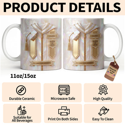 Class Of Graduate With Gown And Cap Mother Of Pearl Style - Personalized Custom Coffee Mug - GRAD500_MG