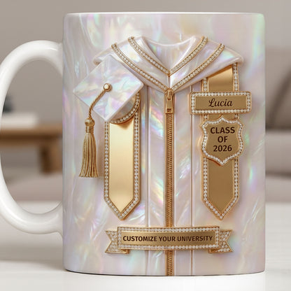 Class Of Graduate With Gown And Cap Mother Of Pearl Style - Personalized Custom Coffee Mug - GRAD500_MG