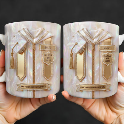 Class Of Graduate With Gown And Cap Mother Of Pearl Style - Personalized Custom Coffee Mug - GRAD500_MG