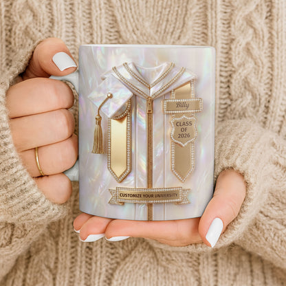 Class Of Graduate With Gown And Cap Mother Of Pearl Style - Personalized Custom Coffee Mug - GRAD500_MG
