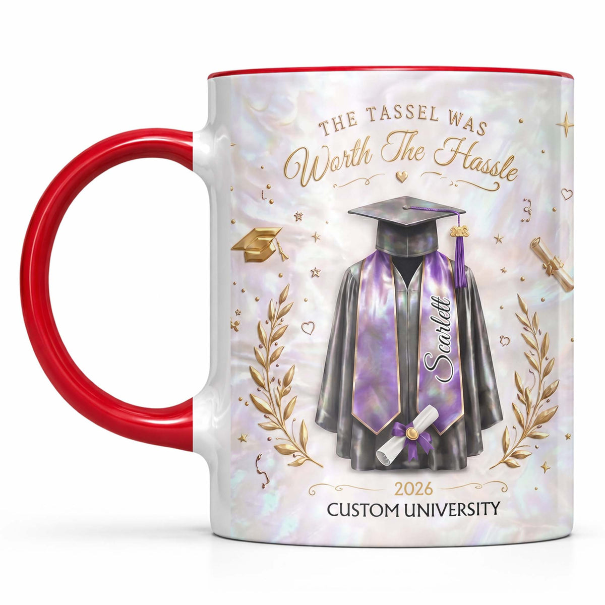 The Tassel Was Worth The Hassle Graduation Cap And Gown - Personalized Custom Accent Mug - GRAD510_AMUG