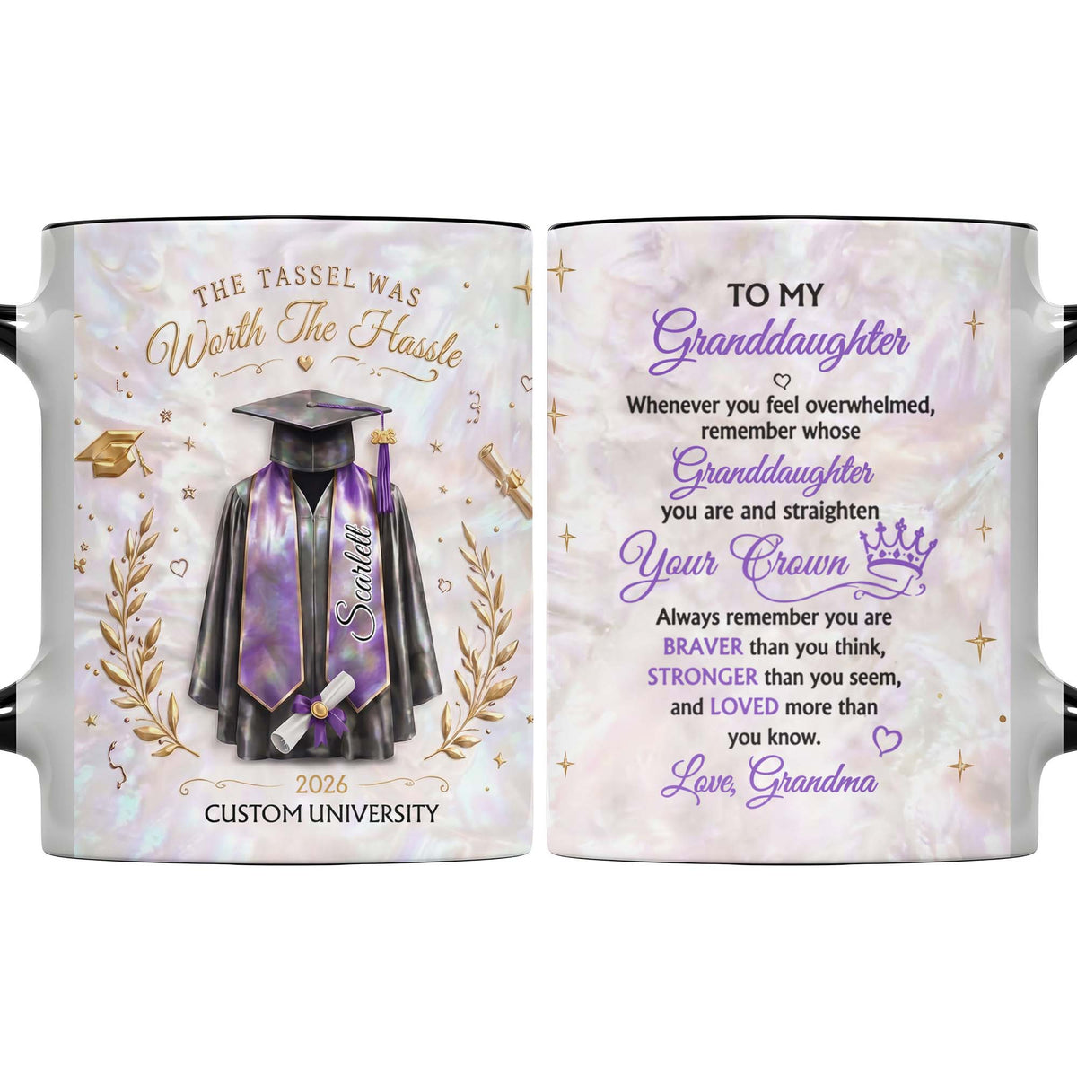 The Tassel Was Worth The Hassle Graduation Cap And Gown - Personalized Custom Accent Mug - GRAD510_AMUG