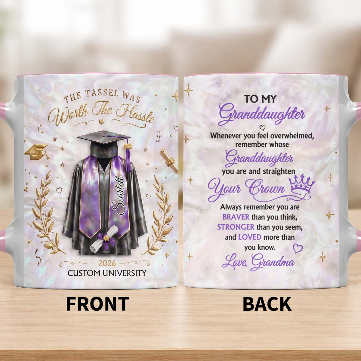 The Tassel Was Worth The Hassle Graduation Cap And Gown - Personalized Custom Accent Mug - GRAD510_AMUG