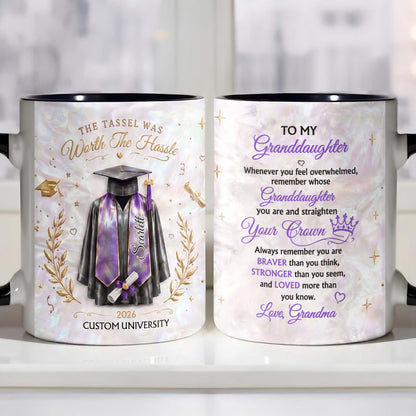 The Tassel Was Worth The Hassle Graduation Cap And Gown - Personalized Custom Accent Mug - GRAD510_AMUG