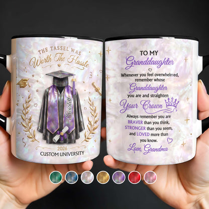 The Tassel Was Worth The Hassle Graduation Cap And Gown - Personalized Custom Accent Mug - GRAD510_AMUG
