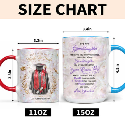 The Tassel Was Worth The Hassle Graduation Cap And Gown - Personalized Custom Accent Mug - GRAD510_AMUG