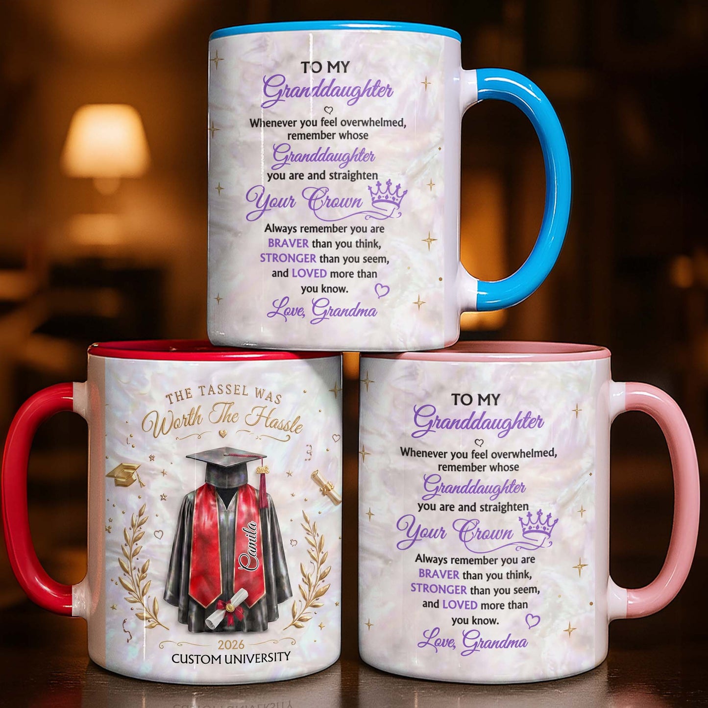 The Tassel Was Worth The Hassle Graduation Cap And Gown - Personalized Custom Accent Mug - GRAD510_AMUG