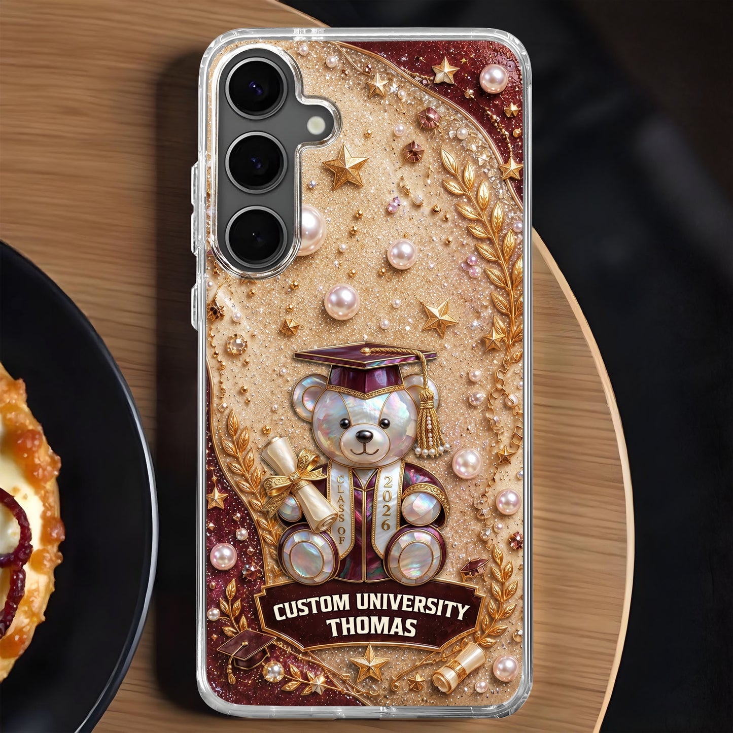 Custom University Graduation Bear Pearls - Personalized Clear Phone Case - GRAD519_PHC