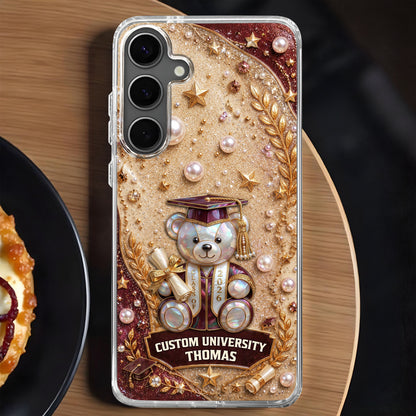 Custom University Graduation Bear Pearls - Personalized Clear Phone Case - GRAD519_PHC