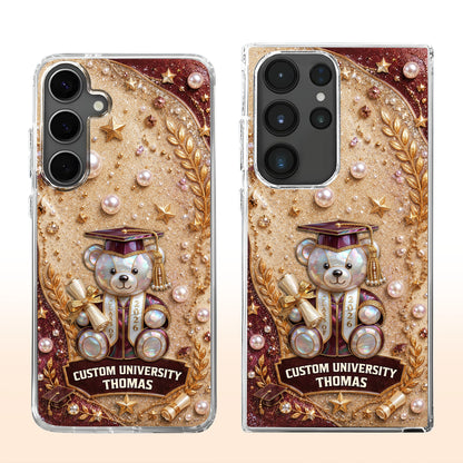 Custom University Graduation Bear Pearls - Personalized Clear Phone Case - GRAD519_PHC