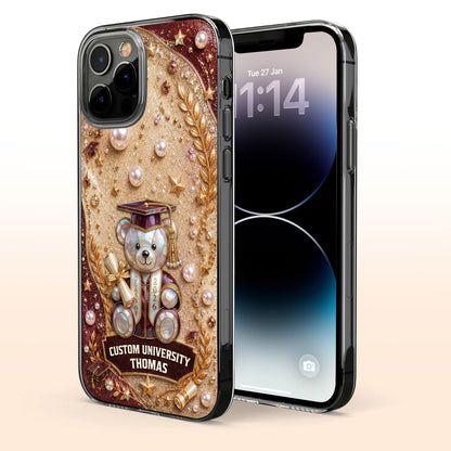 Custom University Graduation Bear Pearls - Personalized Clear Phone Case - GRAD519_PHC