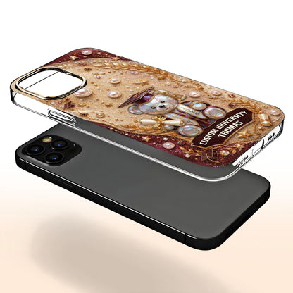Custom University Graduation Bear Pearls - Personalized Clear Phone Case - GRAD519_PHC