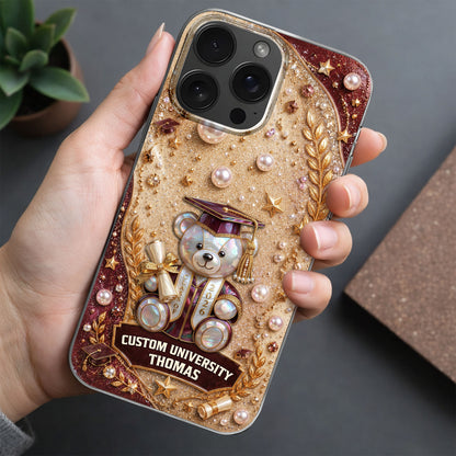 Custom University Graduation Bear Pearls - Personalized Clear Phone Case - GRAD519_PHC