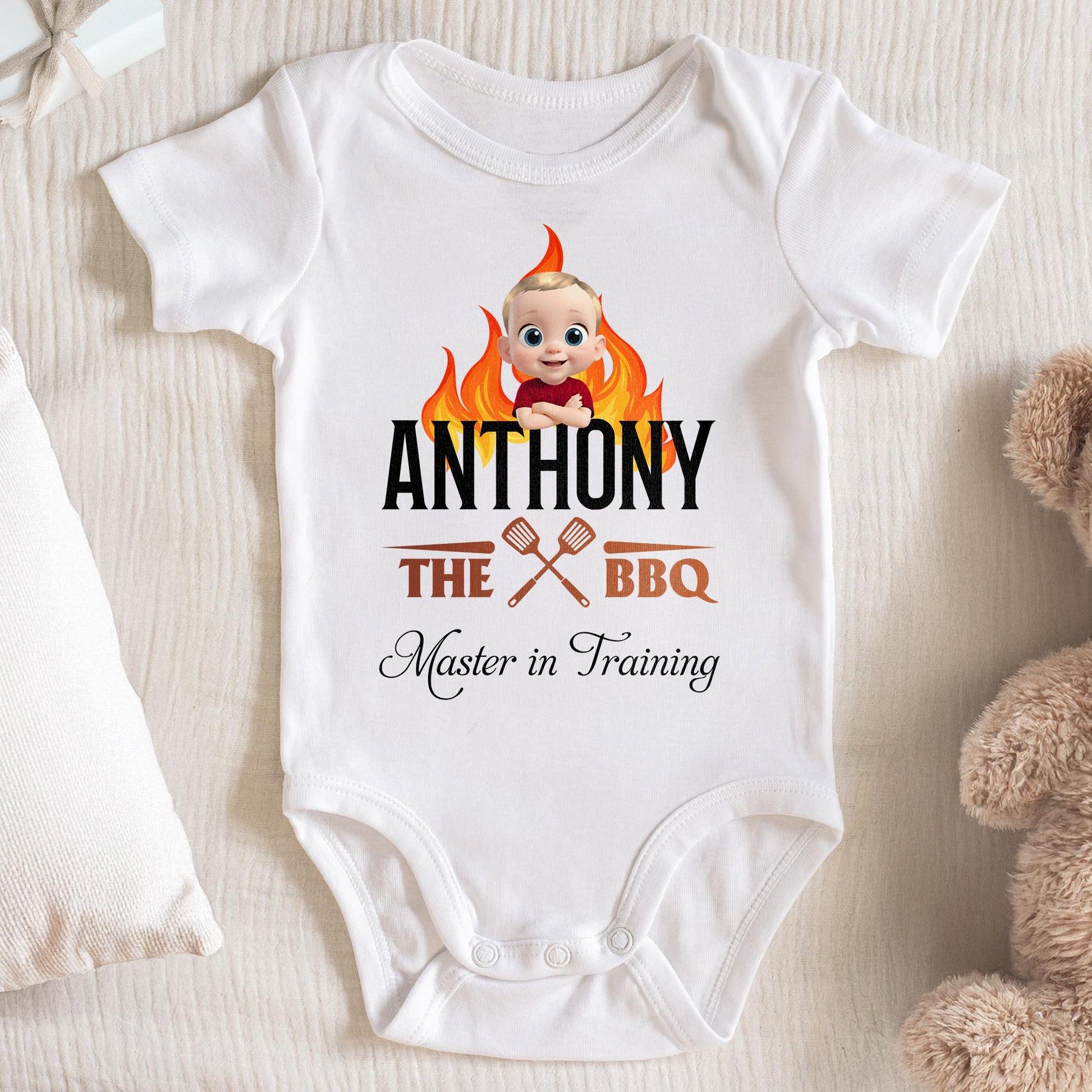 Anthony The BBQ Master In Training, Baby and BBQ Tools