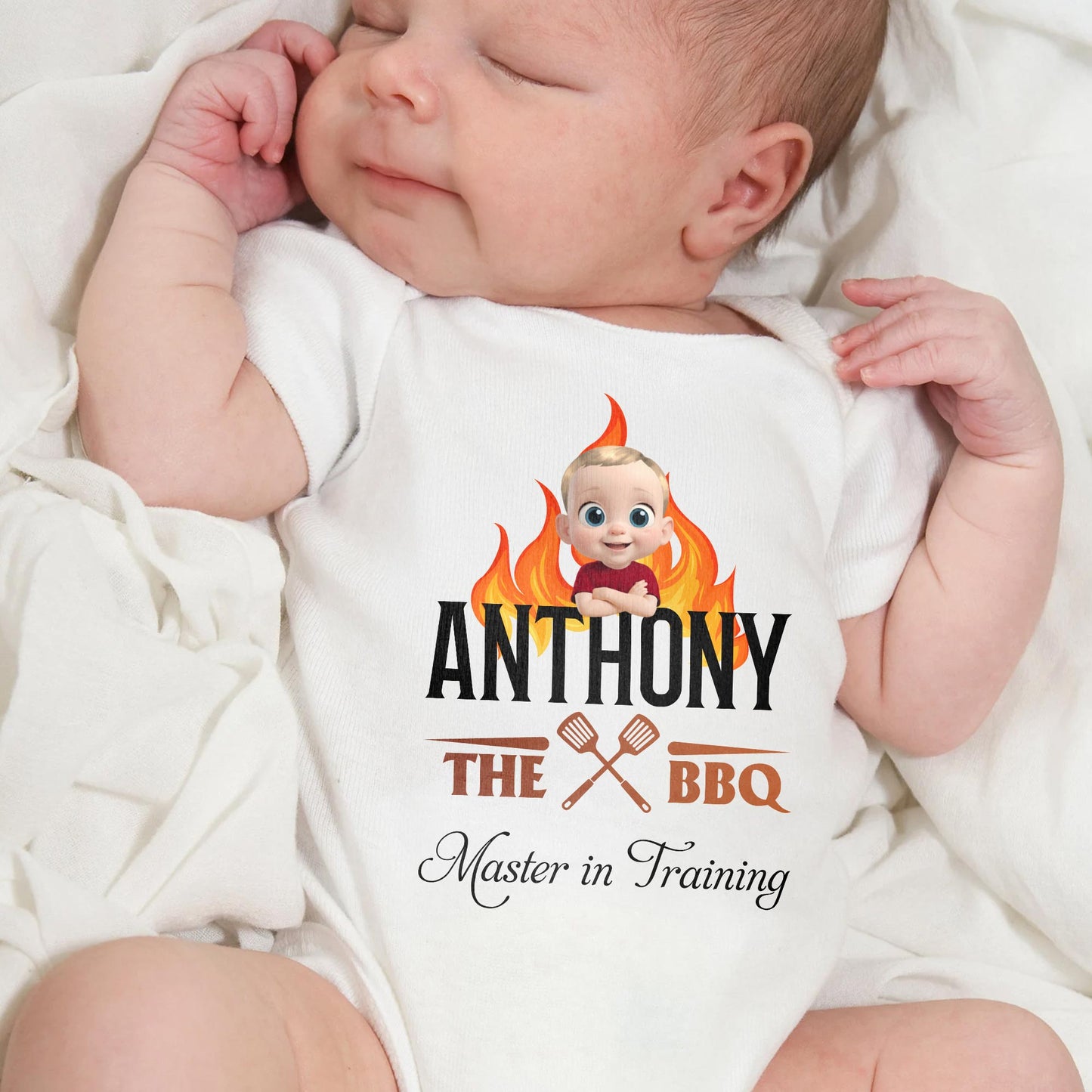 Anthony The BBQ Master In Training, Baby and BBQ Tools