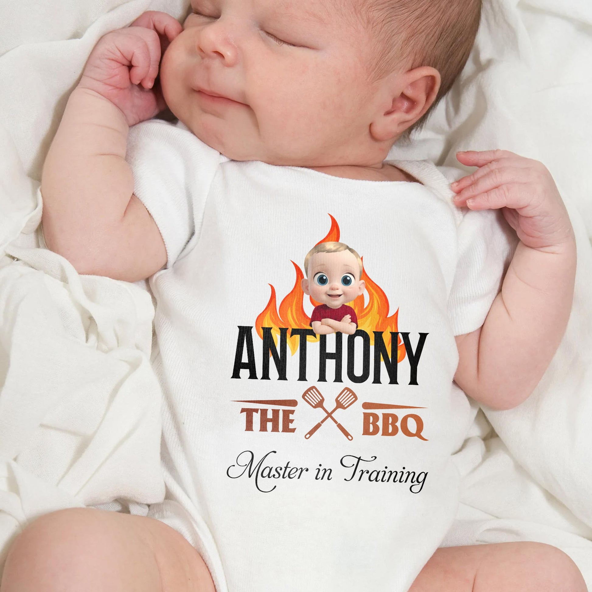 Anthony The BBQ Master In Training, Baby and BBQ Tools