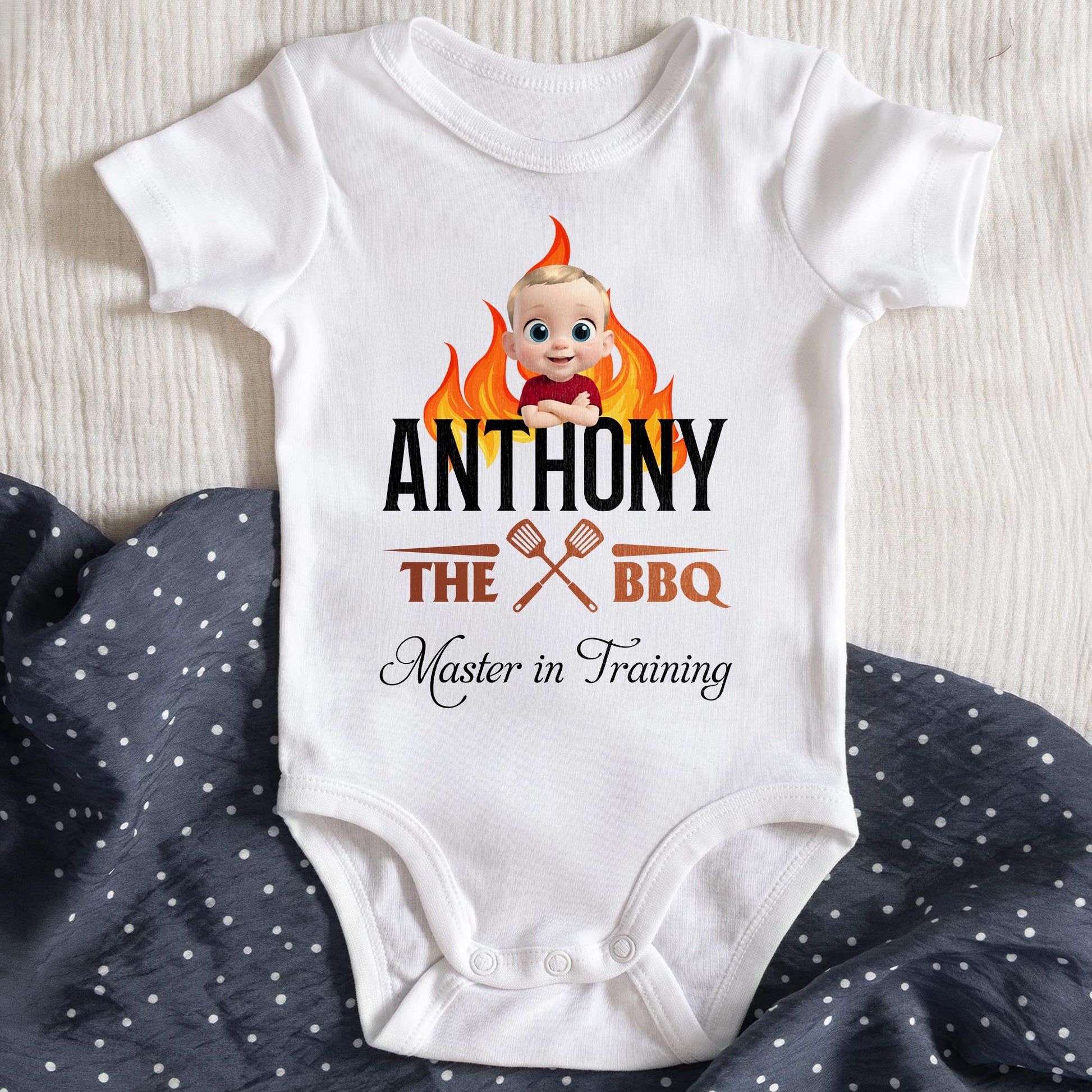 Anthony The BBQ Master In Training, Baby and BBQ Tools