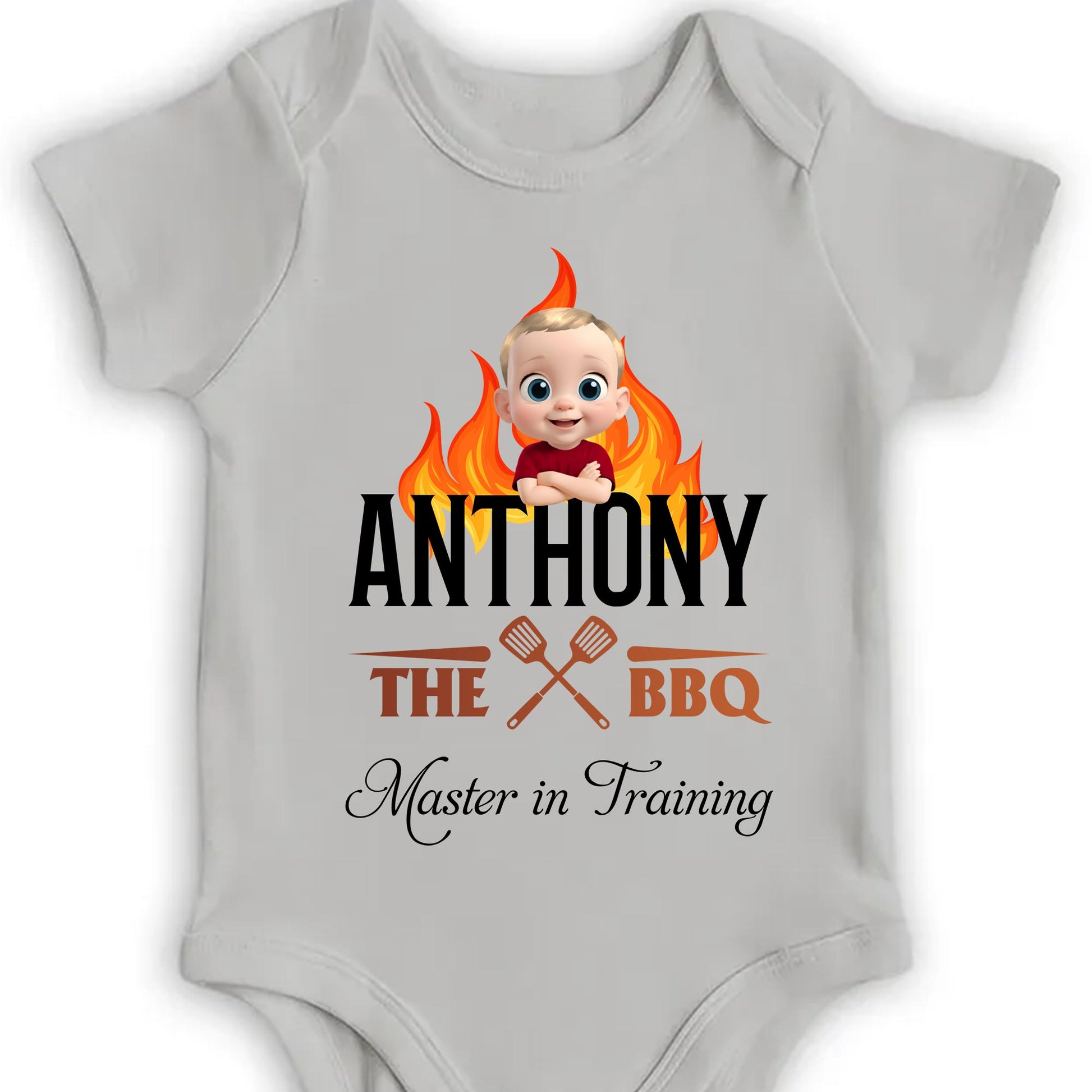 Anthony The BBQ Master In Training, Baby and BBQ Tools