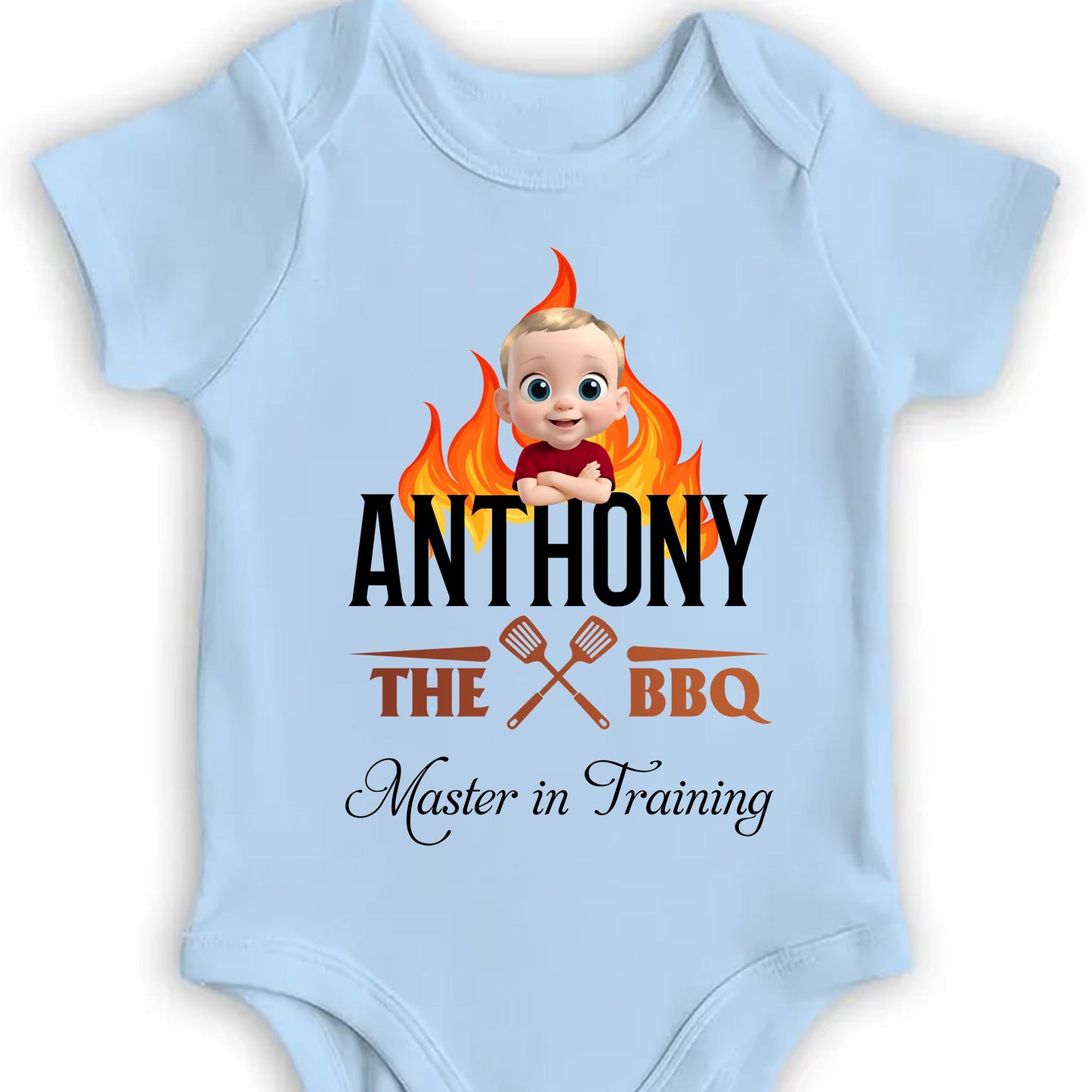 Anthony The BBQ Master In Training, Baby and BBQ Tools