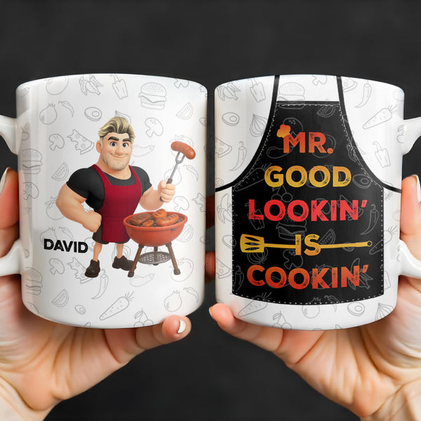 Mr. Good Lookin' Is Cookin' Apron And BBQ Grill Design