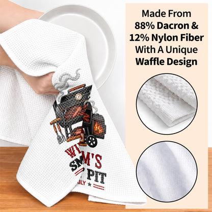 My Smokin' Pit Open Daily Custom Grill Kitchen Towel For BBQ Lovers - Personalized Kitchen Towel - GRILL029_TOWL