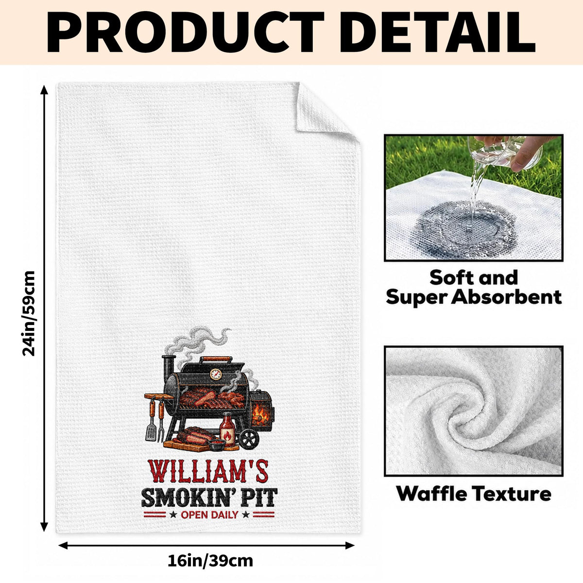 My Smokin' Pit Open Daily Custom Grill Kitchen Towel For BBQ Lovers - Personalized Kitchen Towel - GRILL029_TOWL